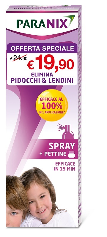 TRATTAMENTO SPRAY PIDOCCHI E LENDINI PARANIX 100 ML + PETTINE TAGLIO PREZZO - Farmastop