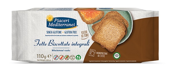PIACERI MEDITERRANEI FETTE BISCOTTATE INTEGRALI 110 G - Farmastop