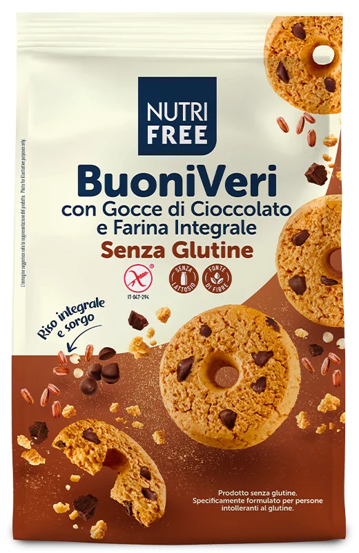 NUTRIFREE BUONI VERI CON GOCCE DI CIOCCOLATO 250 G - Farmastop