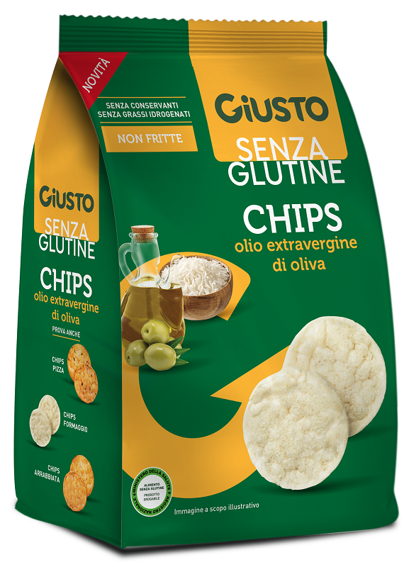 GIUSTO SENZA GLUTINE CHIPS OLIO EXTRAVERGINE DI OLIVA 40 G - Farmastop
