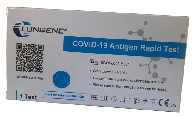 TEST ANTIGENICO RAPIDO COVID-19 CLUNGENE AUTODIAGNOSTICO DETERMINAZIONE QUALITATIVA ANTGENI SARS-COV-2 IN TAMPONI NASALI MEDIANTE IMMUNOCROMATOGRAFIA - Farmastop