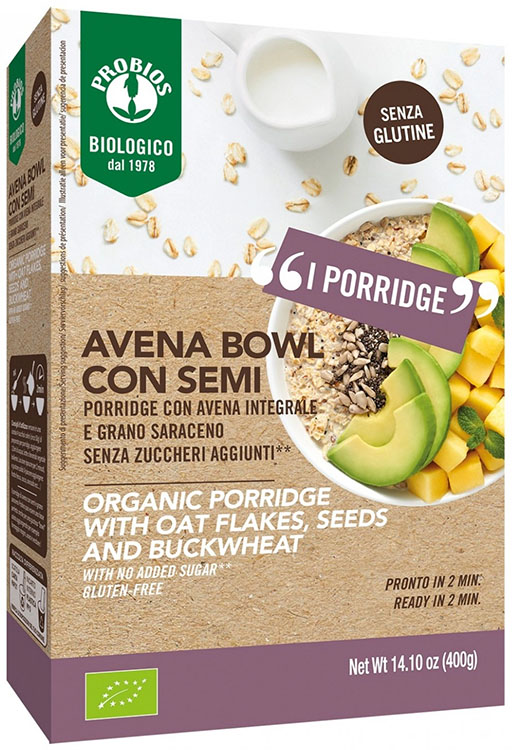 PROBIOS BIO AVENA BOWL SEMI PIU' PORRIDGE CON AVENA INTEGRALE E GRANO SARACENO 400 G - Farmastop