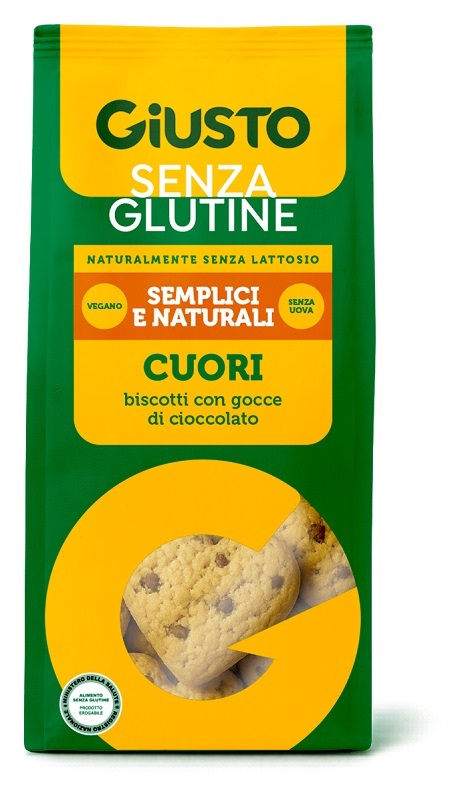 GIUSTO SENZA GLUTINE CUORI FROLLINI CON GOCCE DI CIOCCOLATO 200 G - Farmastop