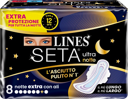 LINES SETA ULTRA ASSORBENTI NOTTE 8 PEZZI - Farmastop