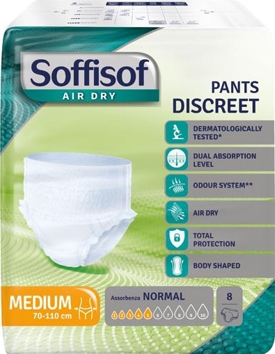 PANNOLONE SOFFISOF AIR DRY PANTS DISCREET MEDIUM 8 PEZZI - Farmastop