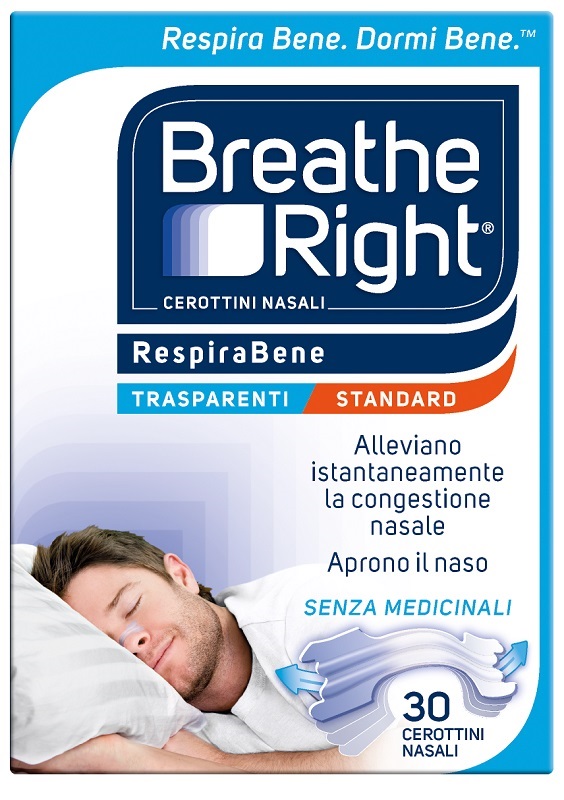 CEROTTI NASALI BREATHE RIGHT TRASPARENTI 30 PEZZI - Farmastop