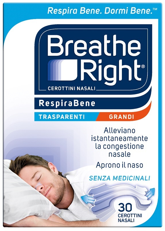 CEROTTI NASALI BREATHE RIGHT TRASPARENTI GRANDI 30 PEZZI - Farmastop