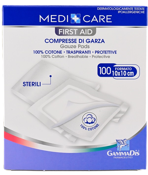 GARZA MEDICARE COTONE 10X10 CM 100 PEZZI - Farmastop