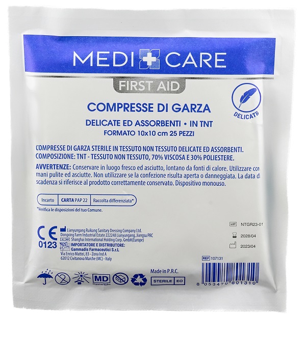 GARZA MEDICARE TNT 10X10 CM 25 PEZZI - Farmastop