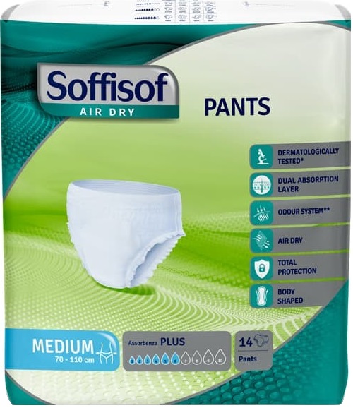 PANNOLONE PER INCONTINENZA SOFFISOF AIR DRY PANTS EXTRA MEDIUM 9 PEZZI - Farmastop