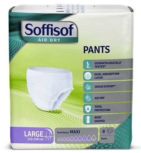 PANNOLONE SOFFISOF AIR DRY PANTS MAXI LARGE 8 PEZZI - Farmastop