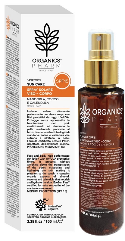 ORGANICS PHARM SUN CARE SPRAY SOLARE VISO-CORPO SPF15 100 ML - Farmastop