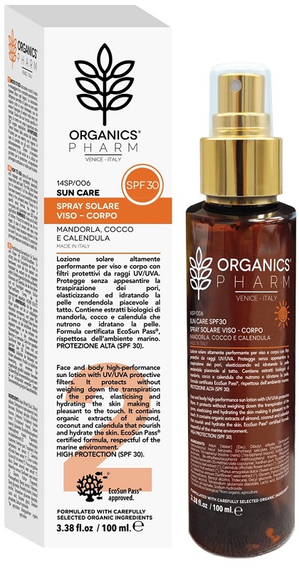 ORGANICS PHARM SUN CARE SPRAY SOLARE VISO-CORPO SPF30 100 ML - Farmastop
