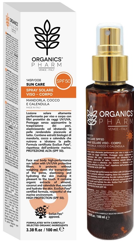 ORGANICS PHARM SUN CARE SPRAY SOLARE VISO-CORPO SPF50 100 ML - Farmastop