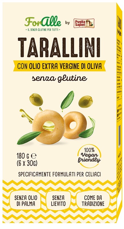FORALLE TARALLINI SENZA GLUTINE OLIO EXTRA VERGINE D'OLIVA 6 BUSTINE DA 30 G - Farmastop