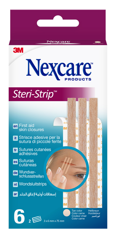 STRISCIA ADESIVA SUTURA PICCOLE FERITE NEXCARE STERI-STRIP CARNE 6X75 MM 6 PEZZI - Farmastop
