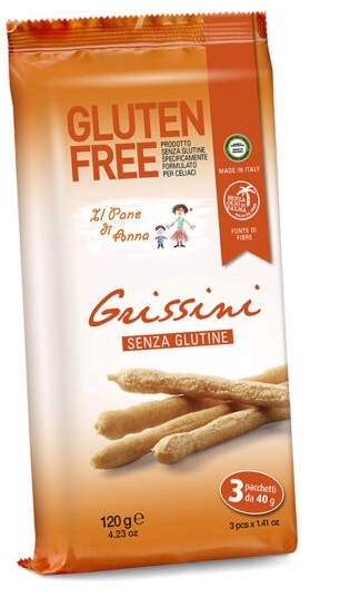 PANE ANNA GRISSINI SENZA GLUTINE E SENZA LATTE 3 PEZZI 40 G - Farmastop