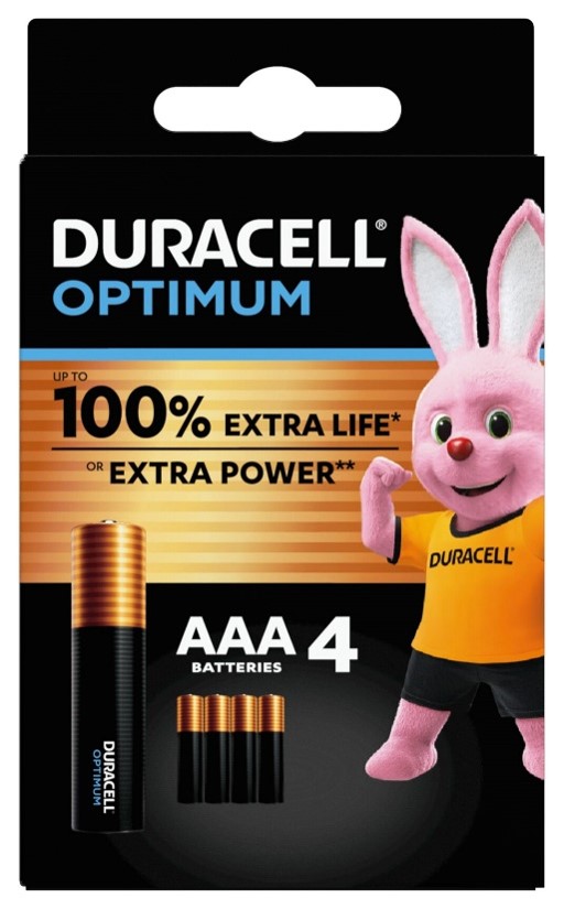 DURACELL OPTIMUM AAA B4 4 PILE BLISTER - Farmastop