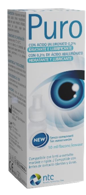 SOLUZIONE STERILE PER USO OFTALMICO PURO IDRATANTE E LUBRIFICANTE 0,2% ACIDO IALURONICO SENZA CONSERVANTI 10 ML - Farmastop