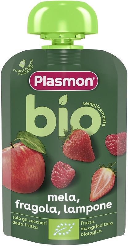 PLASMON MELA FRAGOLA LAMPONE BIO POUCHES 100 G - Farmastop