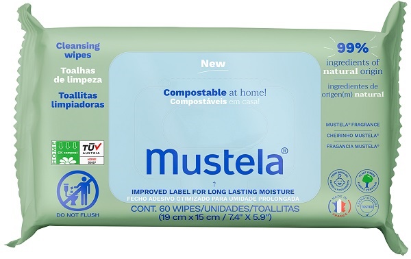 MUSTELA SALVIETTE COMPOSTABILI PROFUMATE 60 PEZZI - Farmastop