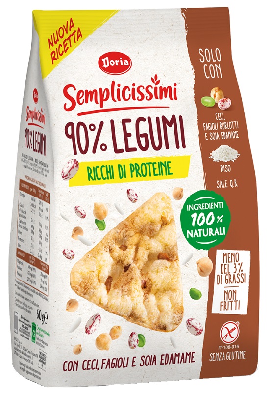 DORIA SEMPLICISSIMI SNACK 90% LEGUMI CECI-FAGIOLI-SOIA 60 G - Farmastop