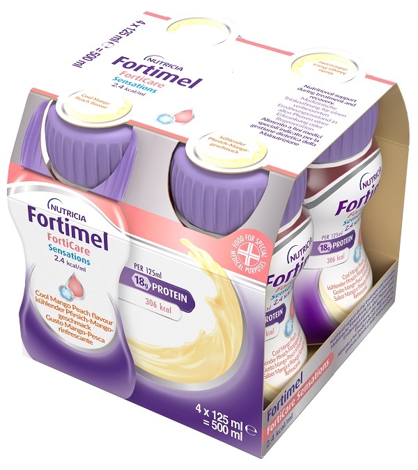 FORTIMEL FORTICARE SENSATION 2,4 KCAL/ML PESCA/MANGO RINFRESCANTE 4 PEZZI DA 125 ML - Farmastop