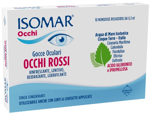 ISOMAR OCCHI ROSSI GOCCE OCULARI ACIDO IALURONICO 0,20% 10 FLACONCINI - Farmastop