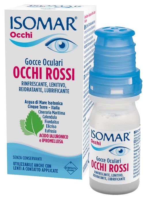 ISOMAR OCCHI ROSSI GOCCE OCULARI ACIDO IALURONICO 0,20% 10 ML - Farmastop