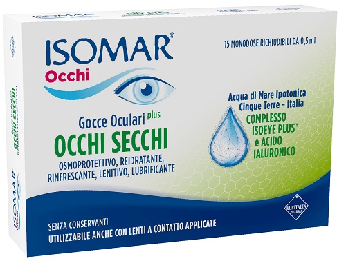 ISOMAR OCCHI SECCHI PLUS GOCCE OCULARI ACIDO IALURONICO 0,25% 15 FLACONCINI - Farmastop