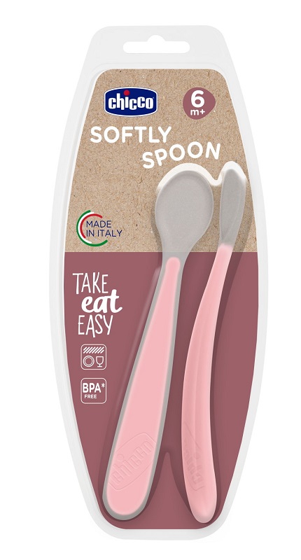 CHICCO CUCCHIAIO IN SILICONE DOPPIO ROSA 6M+ - Farmastop